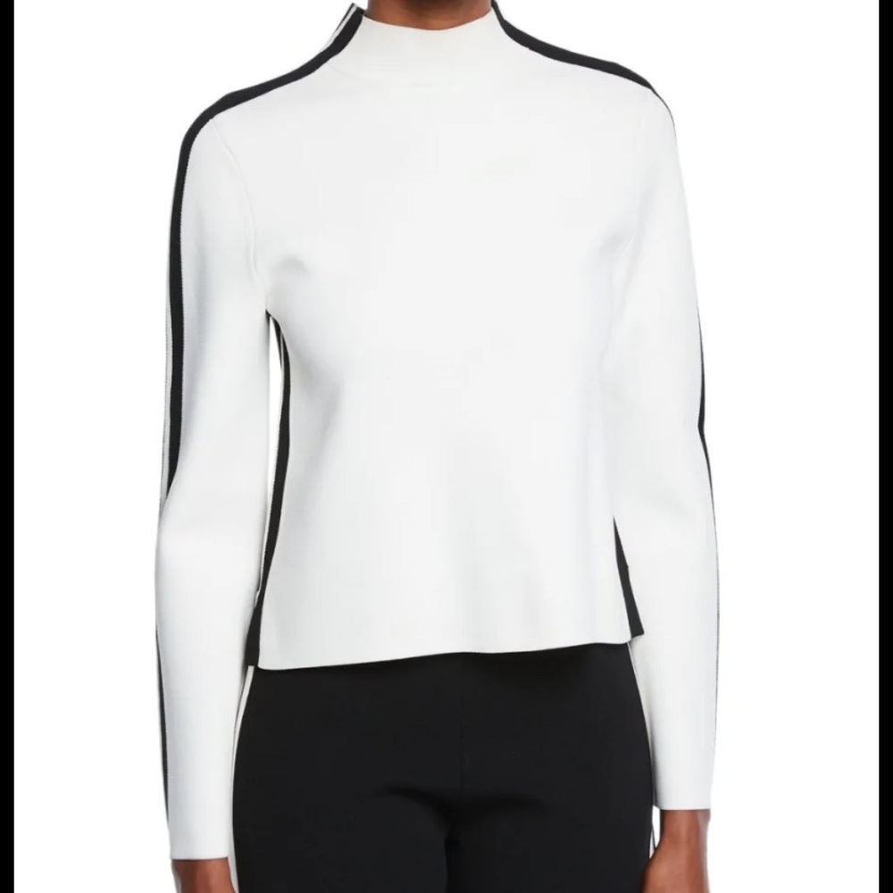 Veronica Beard “Retha Striped Sporty Pullover Sweater”